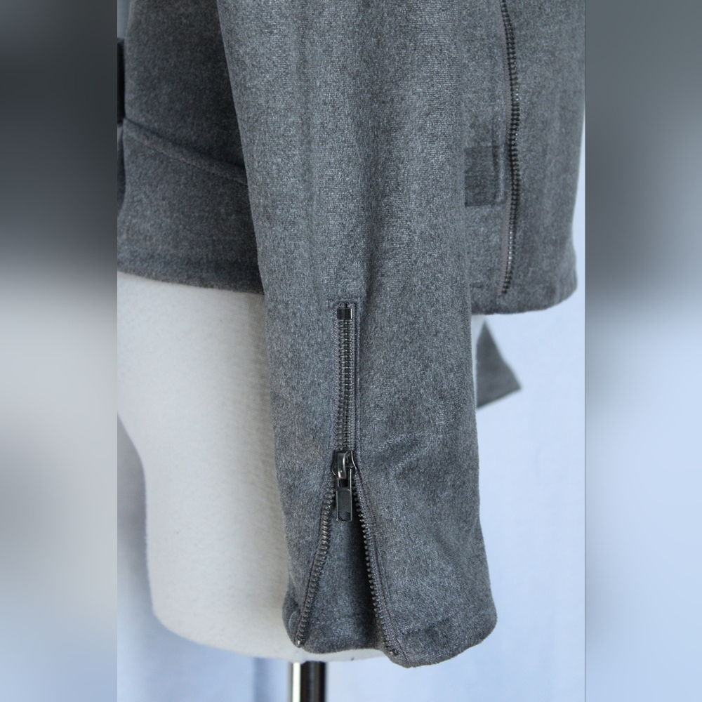 Vici Grey Moto Jacket Small Cotton Biker Style Zip - Picture 3 of 7